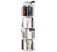 Garvee 360° Rotating Bookshelf Tower - 4-Tier Wooden Office Bookcase - Space-Saving Storage Organizer - Floor-Standing Display for Living Room, Bedroom, Nursery - Durable Build - Natural Wood Finish