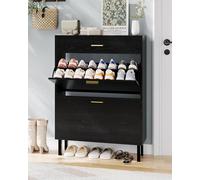 Garvee Ahorra Espacio y Moderno - Armario Zapatero Estrecho de MDF - 2 Puertas y 3 cajones - Estantería Independiente con Capacidad para Varios Pares - Ideal para recibidor, Pasillo o Dormitorio -