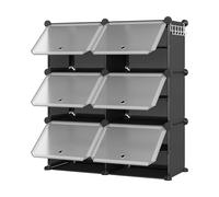 Garvee Ahorra Espacio y Montaje Sencillo - Armario Zapatero Modular De 6 Compartimentos con Puertas - Organizador De Calzado En Plástico - para Pasillo, Dormitorio o Salón - Diseño Compacto y