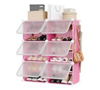 Garvee Ahorra Espacio y Montaje Sencillo - Armario Zapatero Modular De 6 Compartimentos con Puertas - Organizador De Calzado En Plástico - para Pasillo, Dormitorio o Salón - Diseño Compacto y