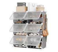 Garvee Ahorra Espacio y Montaje Sencillo - Armario Zapatero Modular De 6 Compartimentos con Puertas - Organizador De Calzado En Plástico - para Pasillo, Dormitorio o Salón - Diseño Compacto y