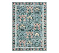 Garvee Alfombra bohemia floral, lavable, antideslizante, de pelo corto, estilo vintage, resistente a las marcas, para salón, dormitorio, guardería, pasillo, color verde, 160 x 230 cm