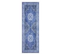 Garvee Alfombra bohemia vintage - Cordero sintético lavable, suave, parte trasera antideslizante, tacto suave para sala de estar, dormitorio, baño, cocina, entrada, oficina, gris y azul, 80 x 150 cm