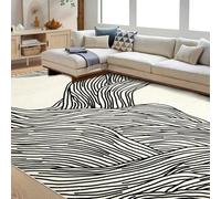 Garvee Alfombra de área para Sala de Estar,Alfombra Moderna,Antideslizante,Plegable,de Lana sintética, mullida,no desprende Pelusa,para Sala de Estar,Dormitorio,Comedor,200 * 290cm,Blanco y Negro