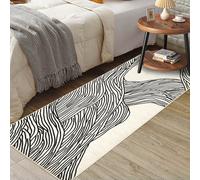 Garvee Alfombra de área para sala de estar,alfombra moderna lavable,antideslizante,plegable,de lana sintética, mullida,no desprende pelusa,para sala de estar,dormitorio,comedor,80*150cm,Blanco y negro