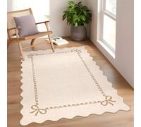 Garvee Alfombra Del área Lavable Del Arco De Abanico-Pila Baja Suave,Antidesliz,Cuidado Fácil-Alfombra De Corredor Beige Firme Durable-Para Sala De Estar, Dormitorio,Guardería,Entrada,200*290cm,beige