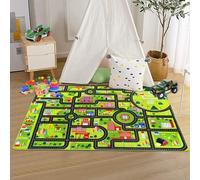 Garvee Alfombra Educativa Infantil Antideslizante - Tapete Decorativo Suave con Diseño De Ciudad y Tráfico - Ideal para Dormitorio, Sala De Juegos o Aula - para Niños y Bebés, Negro, 95 * 133