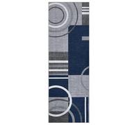 Garvee Alfombra geométrica moderna - Alfombra de poliéster suave con respaldo antideslizante de TPR, lavable a máquina, pelo bajo, apto para mascotas y niños - 60 x 230 cm - Azul oscuro