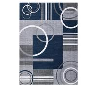 Garvee Alfombra geométrica moderna - Alfombra de poliéster suave con respaldo antideslizante de TPR, lavable a máquina, pelo bajo, apto para mascotas y niños, 80 x 150 cm, color azul oscuro