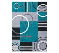 Garvee Alfombra geométrica moderna lavable - Antideslizante, suave, pelo corto - Ideal para salón, dormitorio o comedor - Apta para mascotas y niños - Decoración vintage - Tamaño 200x290cm, color azul