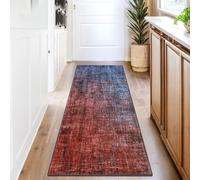 Garvee Alfombra Lavable Moderna para Pasillo/Dormitorio - Degradado Minimalista, Suave Tipo Cachemira, Plegable - Salón, Entrada - Color: Rojo y Azul, 60x230cm, Continente Continental
