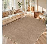 Garvee Alfombra Moderna Lavable Antideslizante de Lino - Ligera y fácil de Limpiar - Estilo Neutro para salón y Dormitorio - Marrón cálido, 200x290cm, Alemania