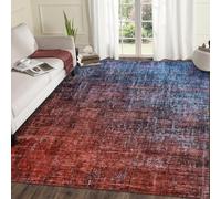 Garvee Alfombra Moderna Lavable - Diseño Degradado, Pelo Corto Cachemira Suave, Plegable - para salón, Dormitorio, Pasillo - Color: Rojo y Azul, 240x340cm, Continente Continental