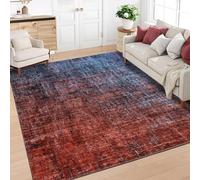 Garvee Alfombra Moderna Lavable para Pasillo/Dormitorio - Degradado, Pelo Corto Cachemira Suave, Plegable - Salón, Entrada, Estar - Color: Rojo y Azul, 120x170cm, Continente Continental