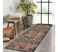 Garvee Alfombra Persa Vintage Antideslizante y Lavable para salón, Dormitorio, Cocina o Pasillo - Diseño clásico Vintage marrón Rojizo - Cómoda y fácil de cuidar - Ideal para decoración Moderna -