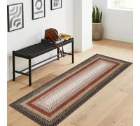 Garvee Alfombra Trenzada Bohemia Lavable - Antideslizante y Resistente a Manchas - Apta para Mascotas - Ideal Entrada, Cocina, Sala, Dormitorio - Rojo y Negro, 60x230cm, Alemania