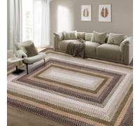 Garvee Alfombra Trenzada Lavable de bajo Grosor - Antideslizante, Resistente a Manchas, Apta para Mascotas y niños - Bohemia Vintage - Salón, Dormitorio, Cocina, Entrada - Marrón Verdoso, 200x290cm,
