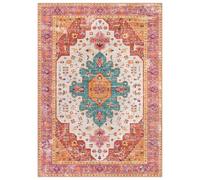 Garvee Alfombra vintage bohemia moderna, lavable a máquina, suave perla, parte trasera antideslizante de TPR, fácil cuidado, apta para mascotas y niños, para sala de estar, dormitorio, cocina, color