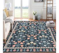 Garvee Alfombra Vintage Boho Antideslizante - Pelo Corto, Lavable a máquina, Ideal para salón y Dormitorio, Estilo alemán - Color Negro, 160x230cm