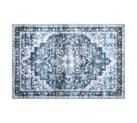 Garvee Alfombra Vintage Lavable con Medallón - Pelo Bajo y Base Antideslizante, Tonos Azul Marrón Rojo, Varios Tamaños, Apta para Salón, Dormitorio, Comedor, Cocina y Habitación Infantil