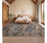 Garvee Alfombra Vintage Lavable y Antideslizante para Sala - Suave, Resistente a Manchas - Estilo Vintage Boho, Ideal para Dormitorio, Comedor, Oficina y hogar - Marrón/Verde