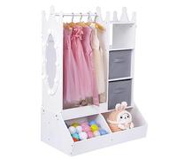Garvee Almacenamiento de disfraces para niñas, armario de disfraces para niños con espejo iluminado y contenedor de almacenamiento, color blanco