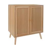 Garvee Aparador Boho de ratán para Comedor - Gabinete Buffet con 2 Puertas Decoradas, estantes Ajustables y Patas de Madera Maciza - Mueble Auxiliar con Estilo Natural Moderno - Color Madera