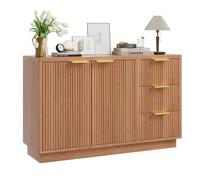 Garvee Aparador bufé Moderno de Madera Natural - Gran Capacidad con 2 Puertas y 3 cajones - Consola Ideal para salón, Comedor o Cocina Mueble Bar, Acabado Color Madera, Dos Puertas y