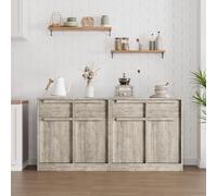 Garvee Aparador Buffet Moderno para Comedor y Cocina - Gabinete de Madera con 2 Puertas y 2 cajones - Ideal para Almacenamiento en Sala o Comedor - Mueble Auxiliar Elegante - Color Perseguir Gray, 2