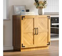 Garvee Aparador buffet rústico de 80 cm para comedor - Estantes ajustables y almacenamiento versátil - Ideal como mueble auxiliar o barra de café - Para salón, recibidor o cocina - Color negro y roble