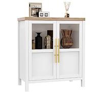 Garvee Aparador De 74 cm con Puertas De Transparente y Estantes - Mueble Recibidor Estilo Farmhouse Moderno, Gabinete Multifuncional para Cocina, Comedor o Sala - Amplio Espacio De Almacenamiento -