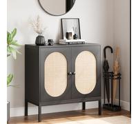 Garvee Aparador De Entrada Rústico Moderno - Gabinete De Madera Independiente con Puertas De Vidrio y Estantes - Ideal para Recibidor, Salón, Comedor o Cocina - Almacenamiento Versátil