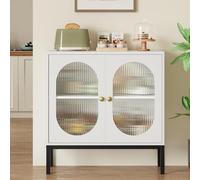 Garvee Aparador De Entrada Rústico Moderno - Gabinete De Madera Independiente con Puertas De Vidrio y Estantes - Ideal para Recibidor, Salón, Comedor o Cocina - Almacenamiento Versátil