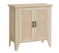 Garvee Aparador De Ratán, Mueble Auxiliar De Cocina Estrecho De Madera con Estante Ajustable, Organizador Rústico para Comedor, Salón y Espacios Pequeños, Madera Natural 80×40×83 cm