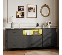 Garvee Aparador De TV LED Moderno Con 8 Cajones - Iluminación LED Integrada - Estructura De Acero Resistente y Aglomerado - Amplio Espacio De Almacenamiento - Para Salón y Dormitorio