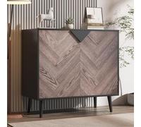 Garvee Aparador Moderno de 80 cm con estantes y Puertas - Gabinete Auxiliar Independiente para Comedor, salón o Entrada - Diseño Compacto, Amplia Capacidad de Almacenamiento - Madera Color Gris