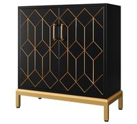 Garvee Aparador Moderno para Recibidor y Cocina - Gabinete Independiente con Puertas y Estantes - Diseño Blanco con Detalles Dorados - Mueble Auxiliar y Buffet Multifuncional