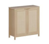 Garvee Aparador Multifuncional de ratán - Puertas y estantes Ajustables - Consola de almacenaje para Pasillo, salón, Comedor o Cocina - Estilo Moderno - Color Natural