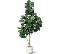 Garvee Árbol Artificial Ficus Lyrata, Planta Decorativa Realista de 180cm con Maceta Blanca y Piedras Decorativas, Hojas de PE Detalladas, Ideal para Hogar, Salón y Oficina, Sin Mantenimiento