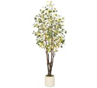 Garvee Árbol de eucalipto artificial para interiores con 50 luces LED, 180 cm, plantas artificiales grandes, árbol artificial en maceta, para interior y exterior, hogar, dormitorio, oficina, jardín