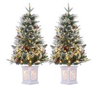 Garvee árbol de Navidad Artificial 90 cm, Juego de 2, 78 lámparas LED, Ramas realistas, Bayas Rojas, Copo de Nieve, árbol Artificial para decoración navideña