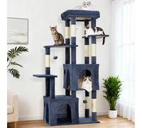 Garvee Árbol para gatos, torre para gatos de interior, muebles de casa de gatos de varios niveles de 156 cm con posadera, poste rascador de sisal, 2 espaciosos condominios y juguetes de juego, centro