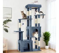 Garvee Árbol para gatos, torre para gatos de interior, muebles de casa de gatos de varios niveles de 156 cm con posadera, poste rascador de sisal, 2 espaciosos condominios y juguetes de juego, centro