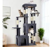 Garvee Árbol para gatos, torre para gatos de interior, muebles de casa de gatos de varios niveles de 156 cm con posadera, poste rascador de sisal, 2 espaciosos condominios y juguetes de juego, centro
