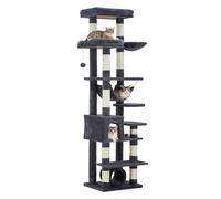 Garvee Árbol Rascador para Gatos Grande 188 cm de Altura, Torre de Escalada para Gatos de Madera con Postes de Sisal Natural, Centro de Actividades con Cuevas y Hamacas, Color Gris Oscuro, 188 cm