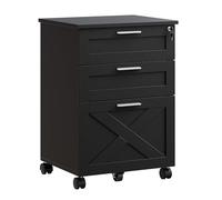 Garvee Archivador De Madera Seguro De 3 Cajones con Cerradura - Archivador Móvil Bajo El Escritorio, Organizador Compacto, Apto para Tamaño Carta/Legal/a4, Gabinete con Ruedas - Color Clásico