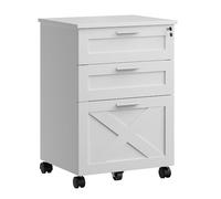 Garvee Archivador De Madera Seguro De 3 Cajones con Cerradura - Archivador Móvil Bajo El Escritorio, Organizador Compacto, Apto para Tamaño Carta/Legal/a4, Gabinete con Ruedas - Color Clásico