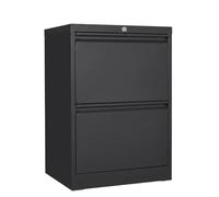 Garvee Archivador Metálico de 2 Cajones Ancho Armario de Oficina de Acero al Carbono para Carpetas Colgantes A4 y Folio Organizador de Documentos Resistente para Estudio, 74x45x90 cm, Negro