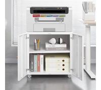Garvee Archivador rodante de metal blanco con ruedas y estante ajustable, soporte móvil para impresora de 2 cajones para el hogar, apartamento o dormitorio, mesa de almacenamiento versátil, blanco