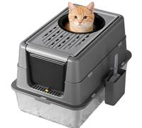 Garvee Arenero Gato Acero Inoxidable - Tamaño Grande, Caja De Arena Cerrada con Tapa Plegable De Doble Entrada - Resistente, Sin Olores y Fácil De Limpiar - Ideal para Gatitos y Gatos Adultos